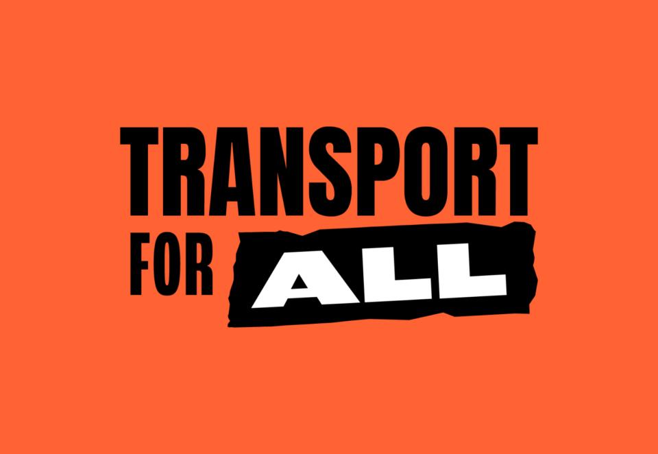 Transport for All logo with an orange-red background.