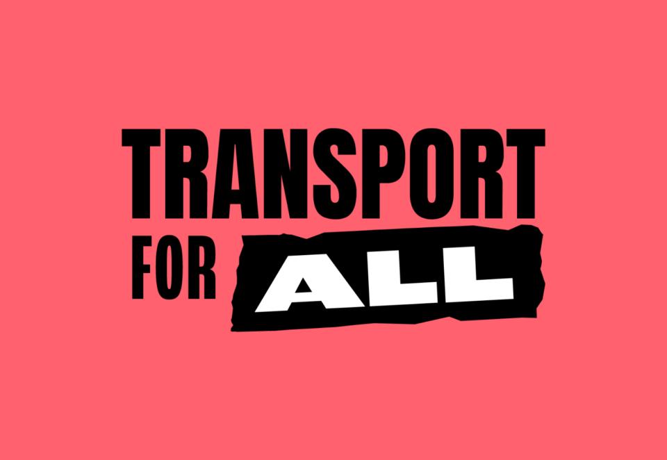 Transport for All logo with a red background.
