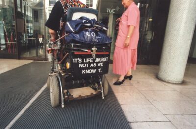 olour photo of a the back of a wheelchair with 